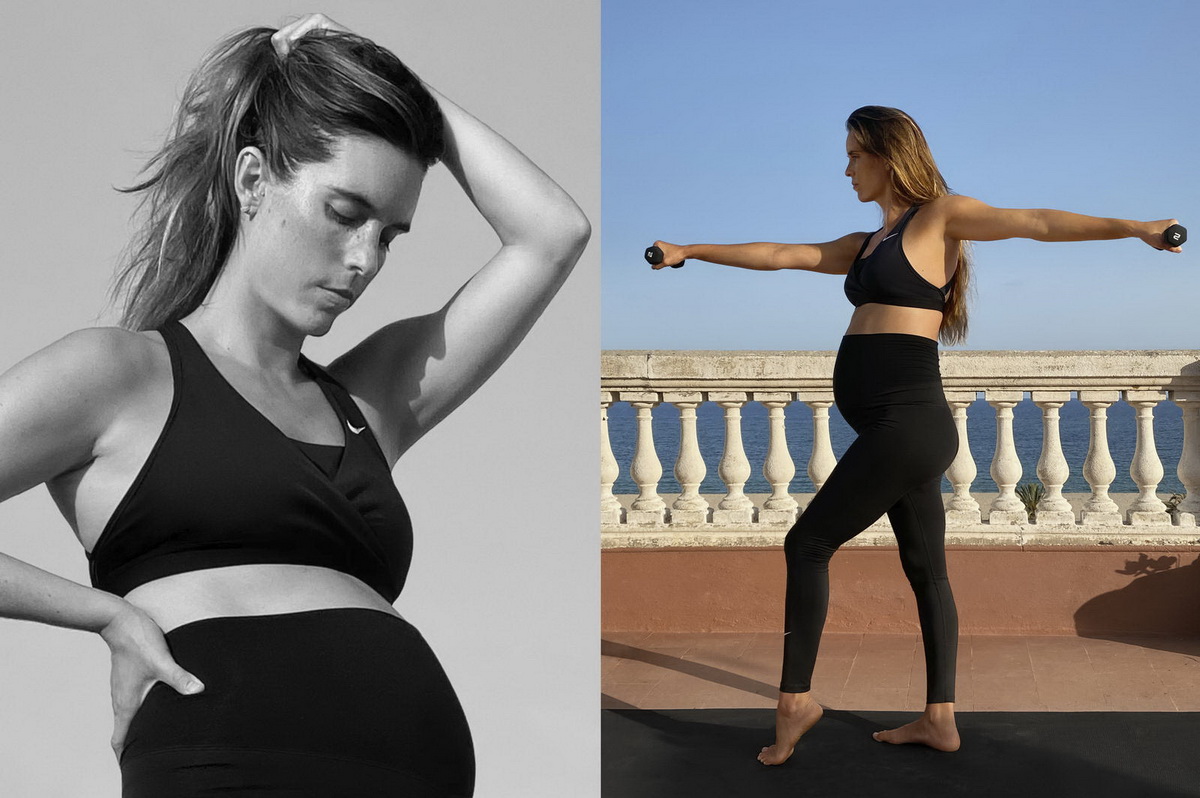 Беременная Она Карбонель тренируется в леггинсах Nike (M) и спортивном бюстгальтере